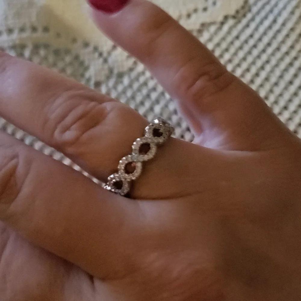 Lab created ruby & cz ring - Picture 1 of 2